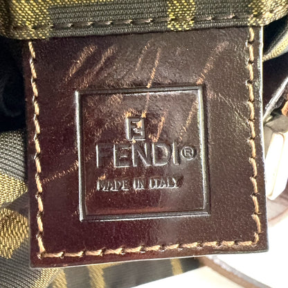 Fendi Zucca Pattern Leather Canvas Dark Brown Tote Silver — view 4