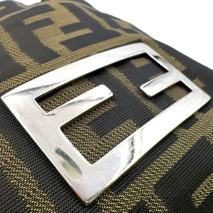 Fendi Zucca Pattern Leather Canvas Dark Brown Tote Silver — view 5