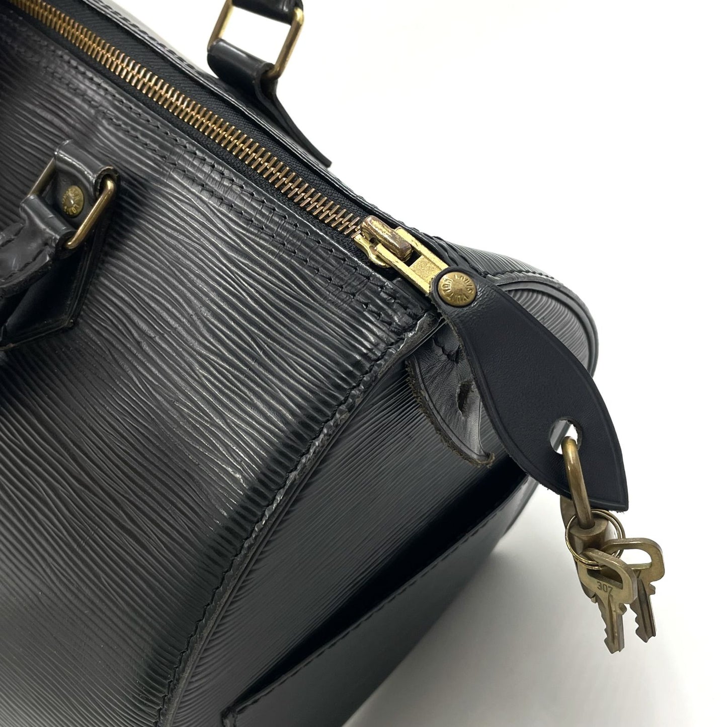 Louis Vuitton Speedy 30 Epi Noir Leather Black Handbag Gold — view 6