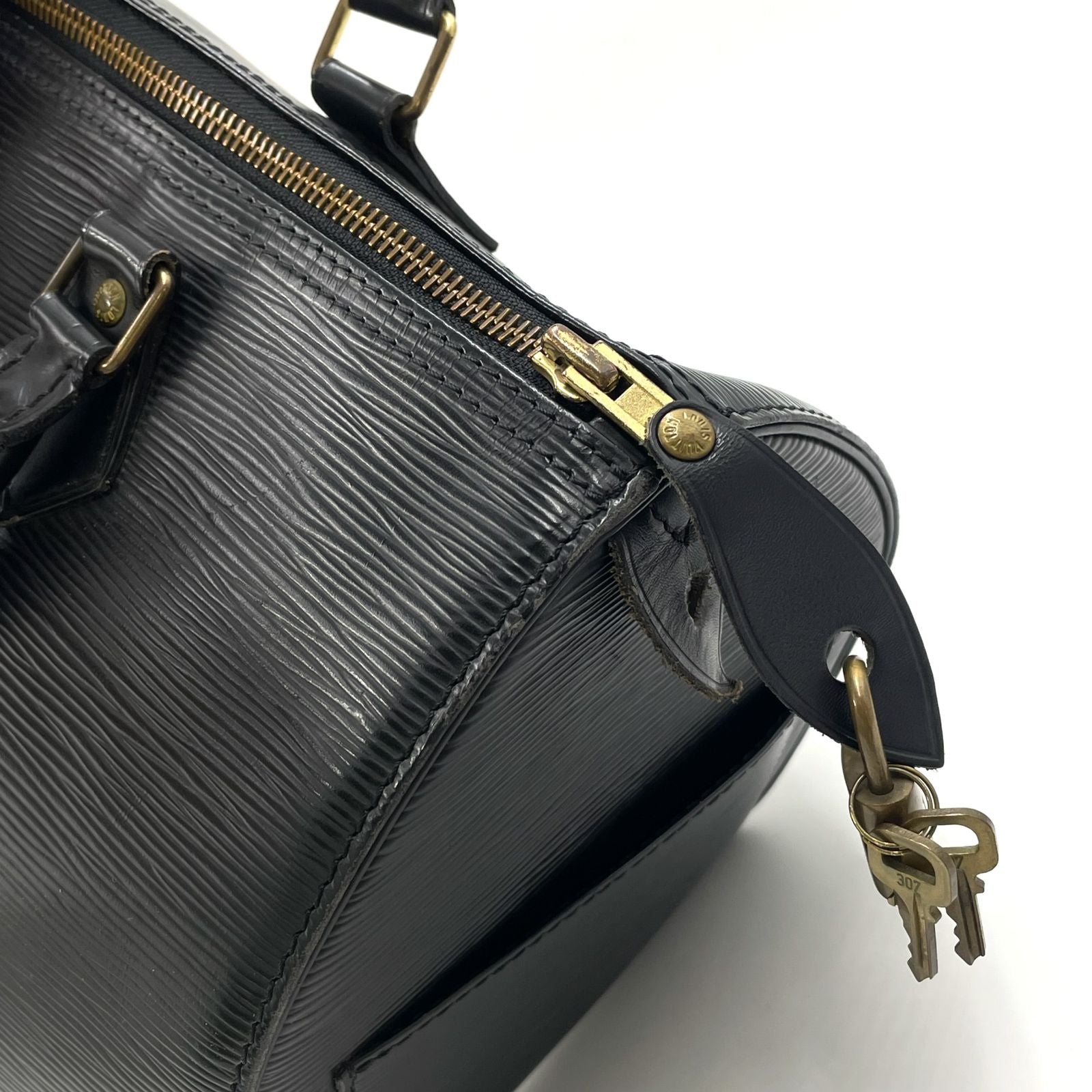Louis Vuitton Speedy 30 Epi Noir Leather Black Handbag Gold — view 6