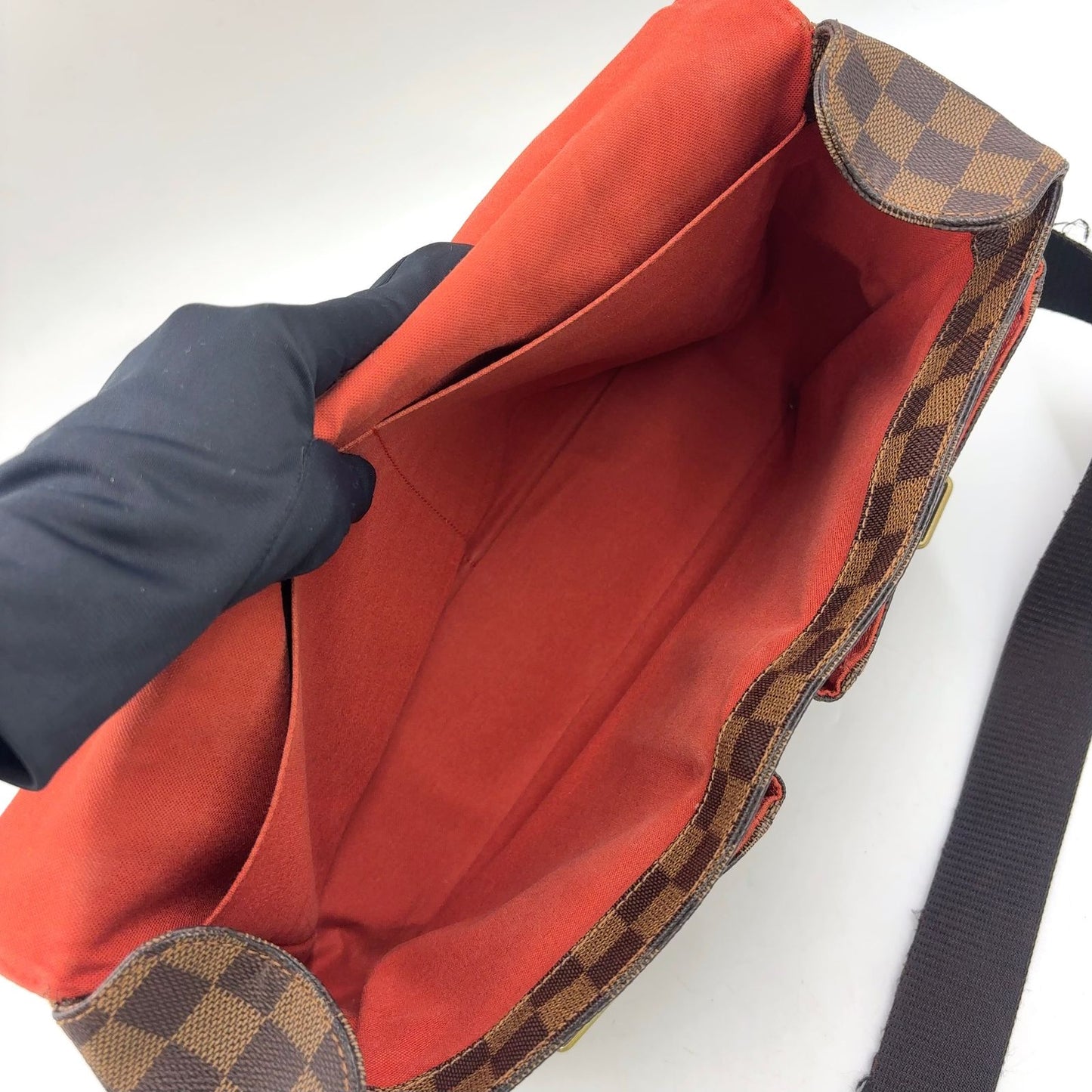 Louis Vuitton Broadway Damier Ebene Leather Brown Shoulder Bag Gold — view 3