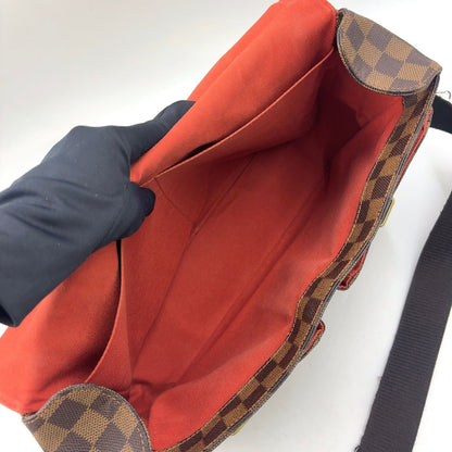 Louis Vuitton Broadway Damier Ebene Leather Brown Shoulder Bag Gold — view 3