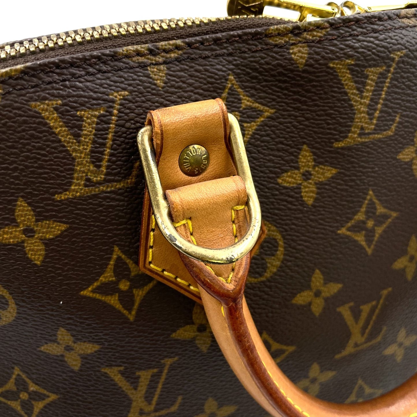 Louis Vuitton Alma PM Monogram Leather Brown Light Handbag Gold — view 7