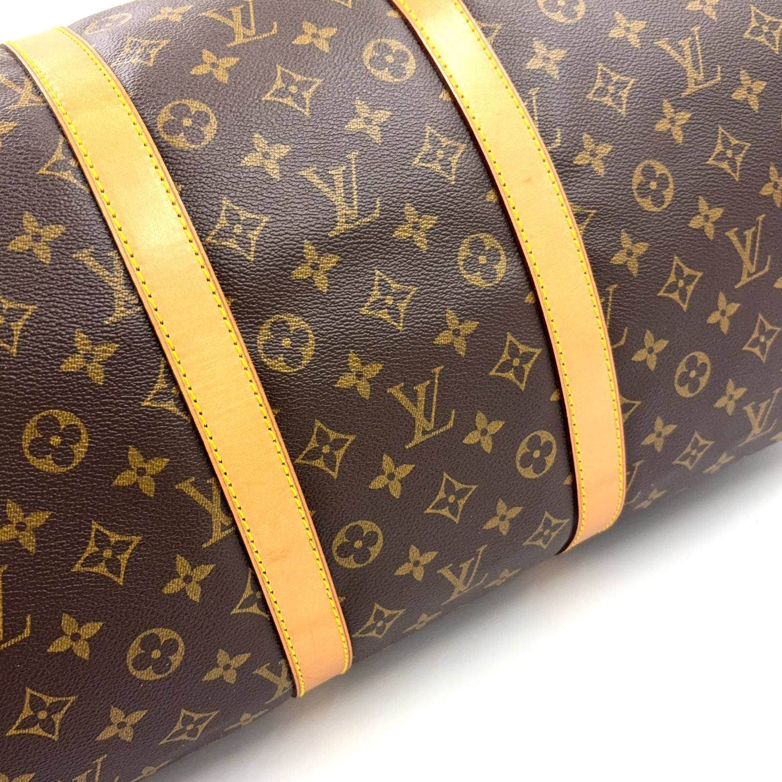 Louis Vuitton Keepall Bandouliere 55 Monogram Leather Brown Light Boston Bag — view 7