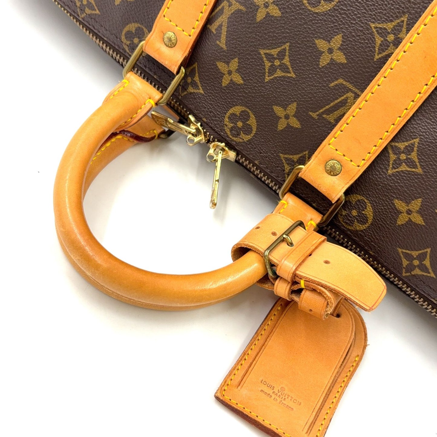 Louis Vuitton Keepall 45 Monogram Leather Brown Boston Bag Gold — view 6