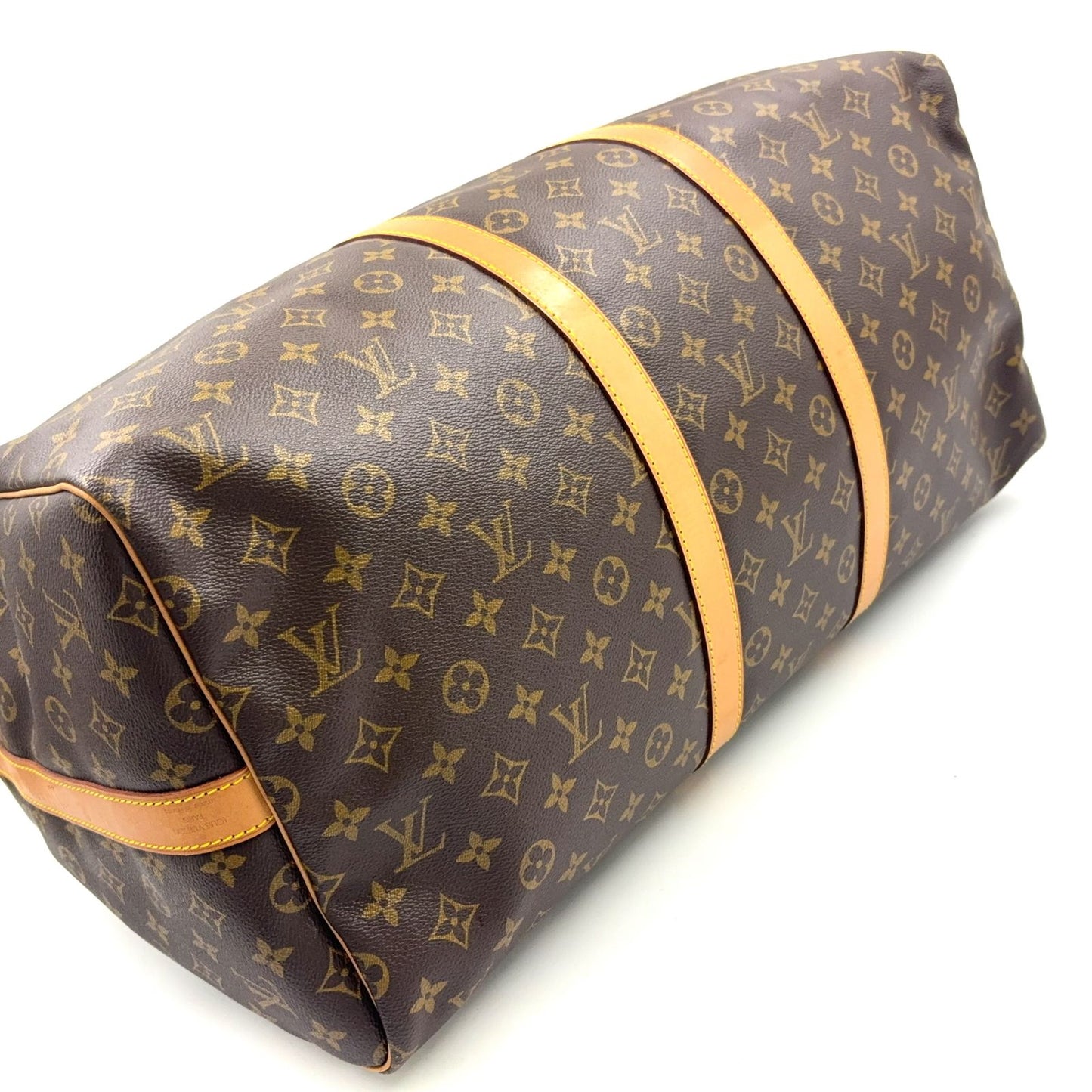 Louis Vuitton Keepall Bandouliere 55 Monogram Leather Brown Light Boston Bag — view 9