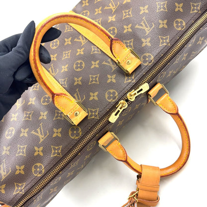 Louis Vuitton Keepall 45 Monogram Leather Brown Boston Bag Gold — view 8