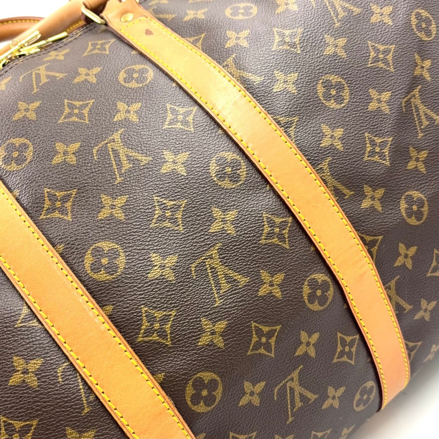 Louis Vuitton Keepall Bandouliere 55 Monogram Leather Brown Light Boston Bag — view 8