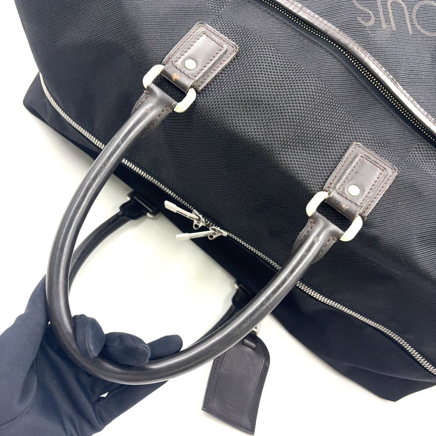 Louis Vuitton Albatross Damier Geant Noir Leather Nylon Black Boston Bag Silver — view 8