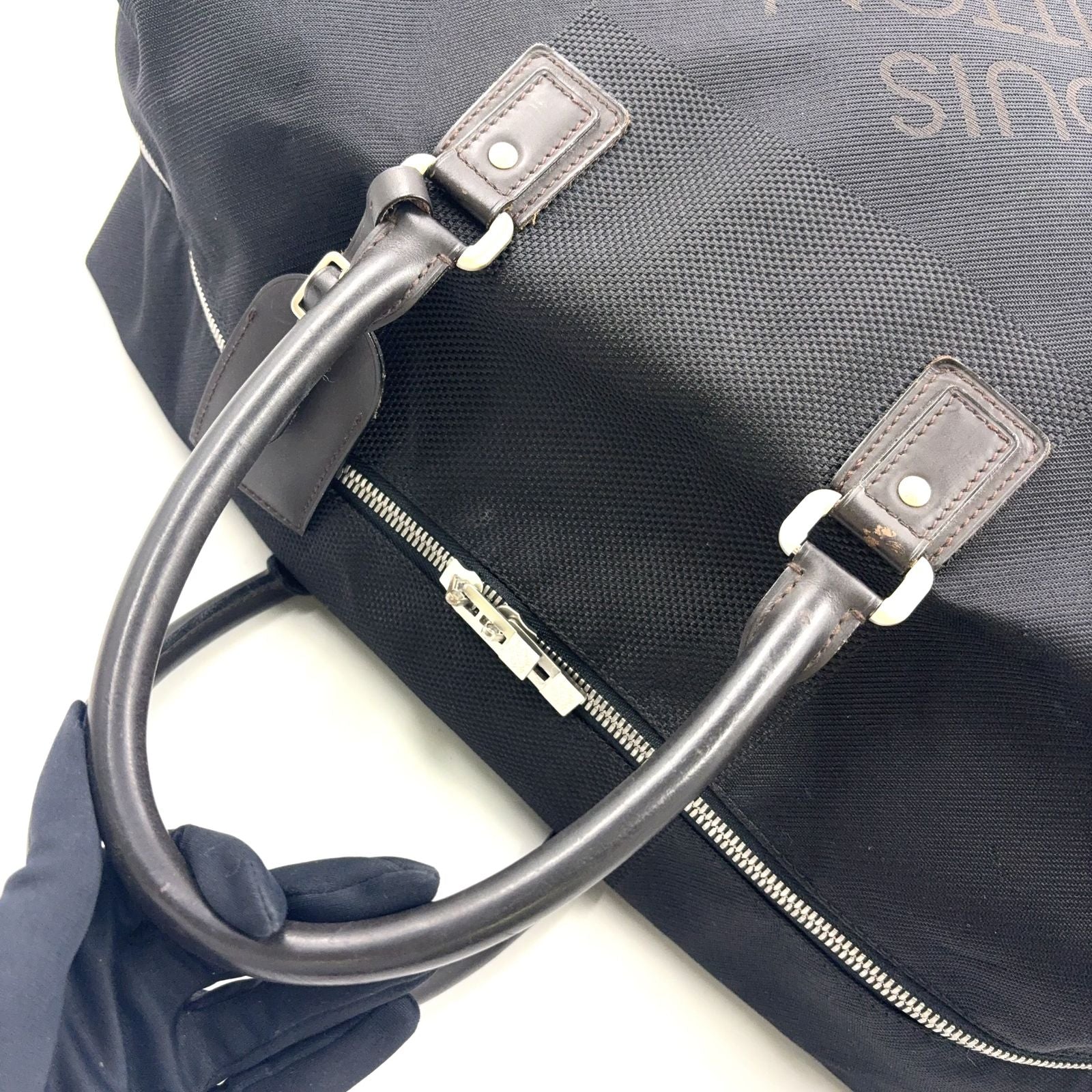 Louis Vuitton Albatross Damier Geant Noir Leather Nylon Black Boston Bag Silver — view 9