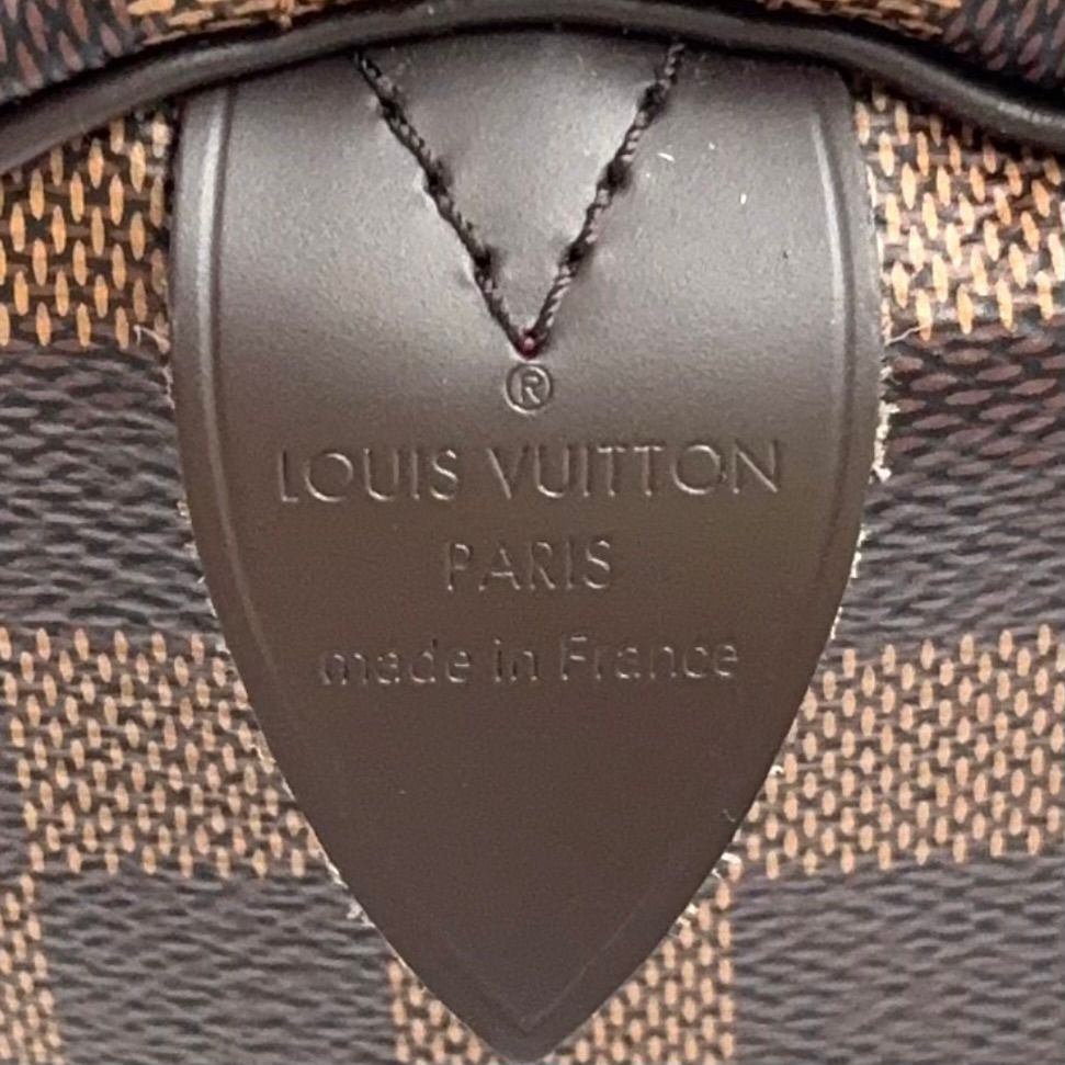 Louis Vuitton Speedy 30 Damier Ebene Leather Brown Handbag Gold — view 4