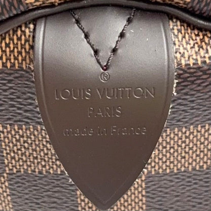 Louis Vuitton Speedy 30 Damier Ebene Leather Brown Handbag Gold — view 4