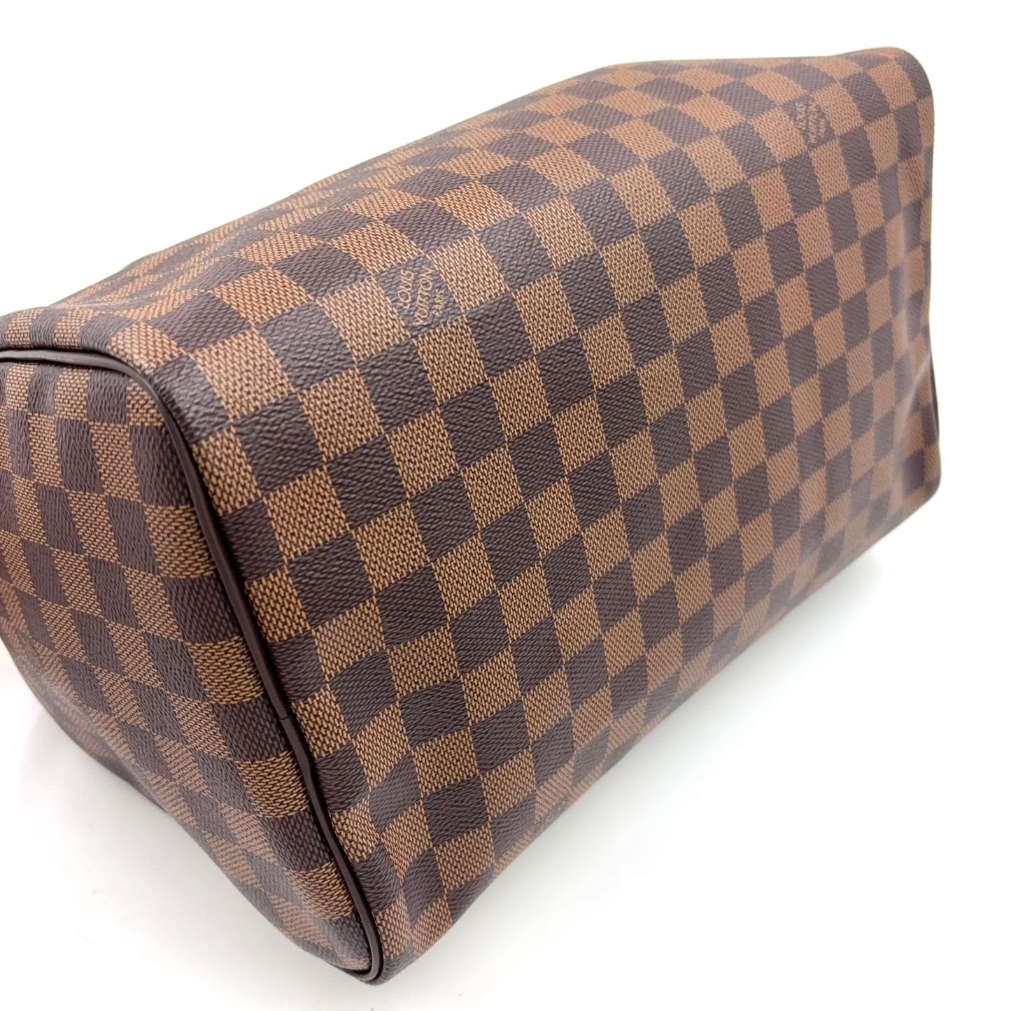 Louis Vuitton Speedy 30 Damier Ebene Leather Brown Handbag Gold — view 6