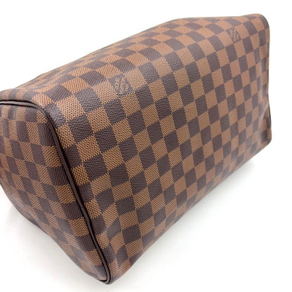 Louis Vuitton Speedy 30 Damier Ebene Leather Brown Handbag Gold — view 6