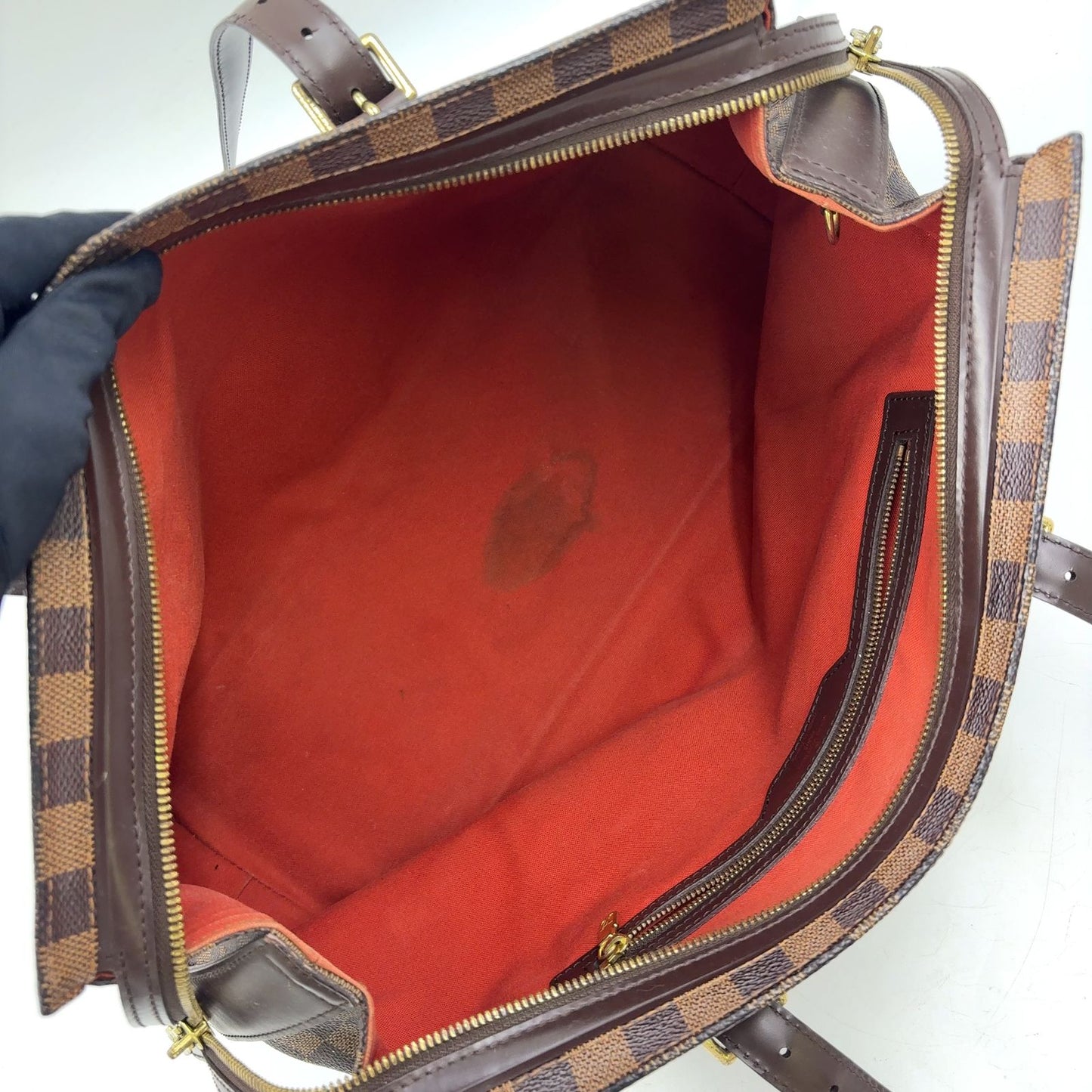 Louis Vuitton Chelsea Damier Ebene Shoulder Bag Leather Brown Tote Gold — view 3