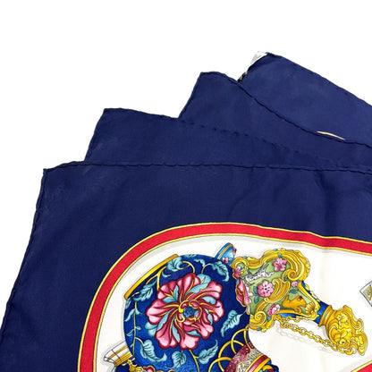 Hermes Carre 90 Perfume Bottle Pattern Silk Navy White Scarf — view 4