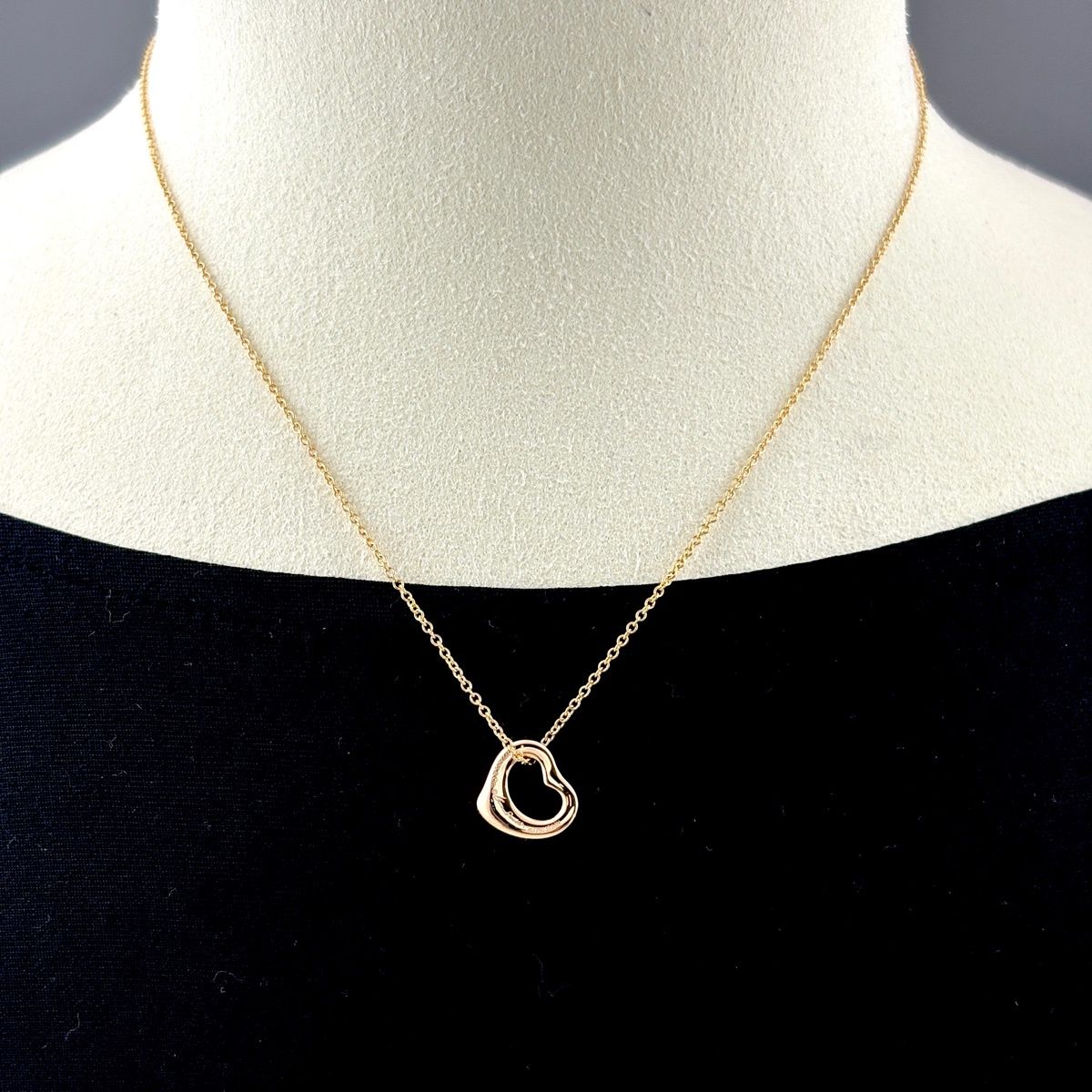 Tiffany & Co Open Heart Necklace PG Pink Gold Pendant — view 3