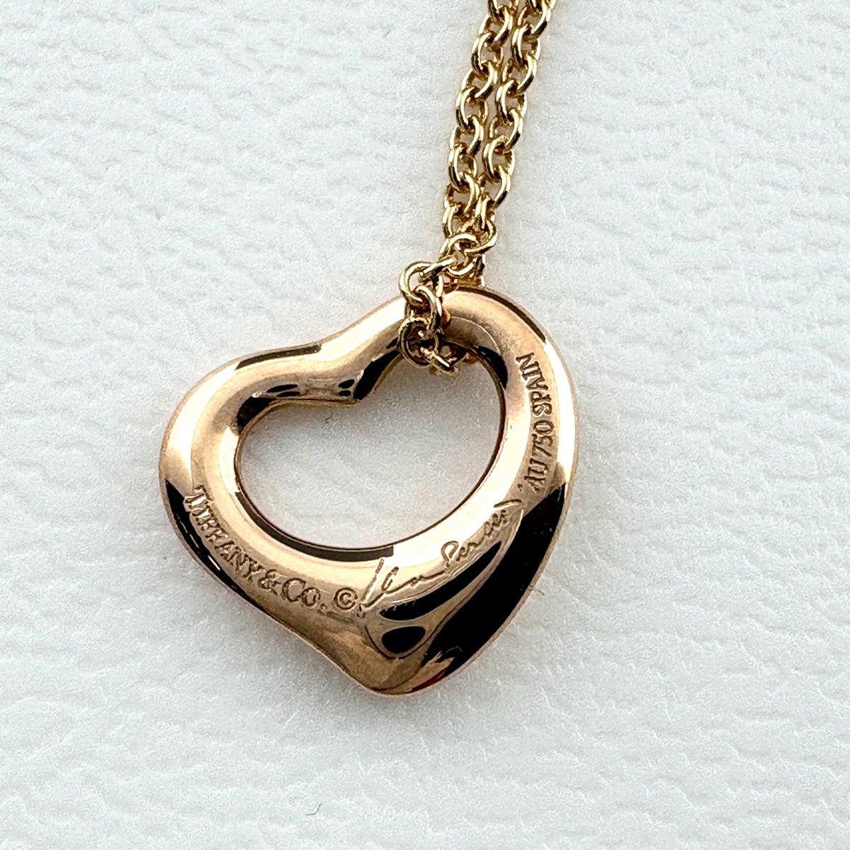 Tiffany & Co Open Heart Necklace PG Pink Gold Pendant — view 6