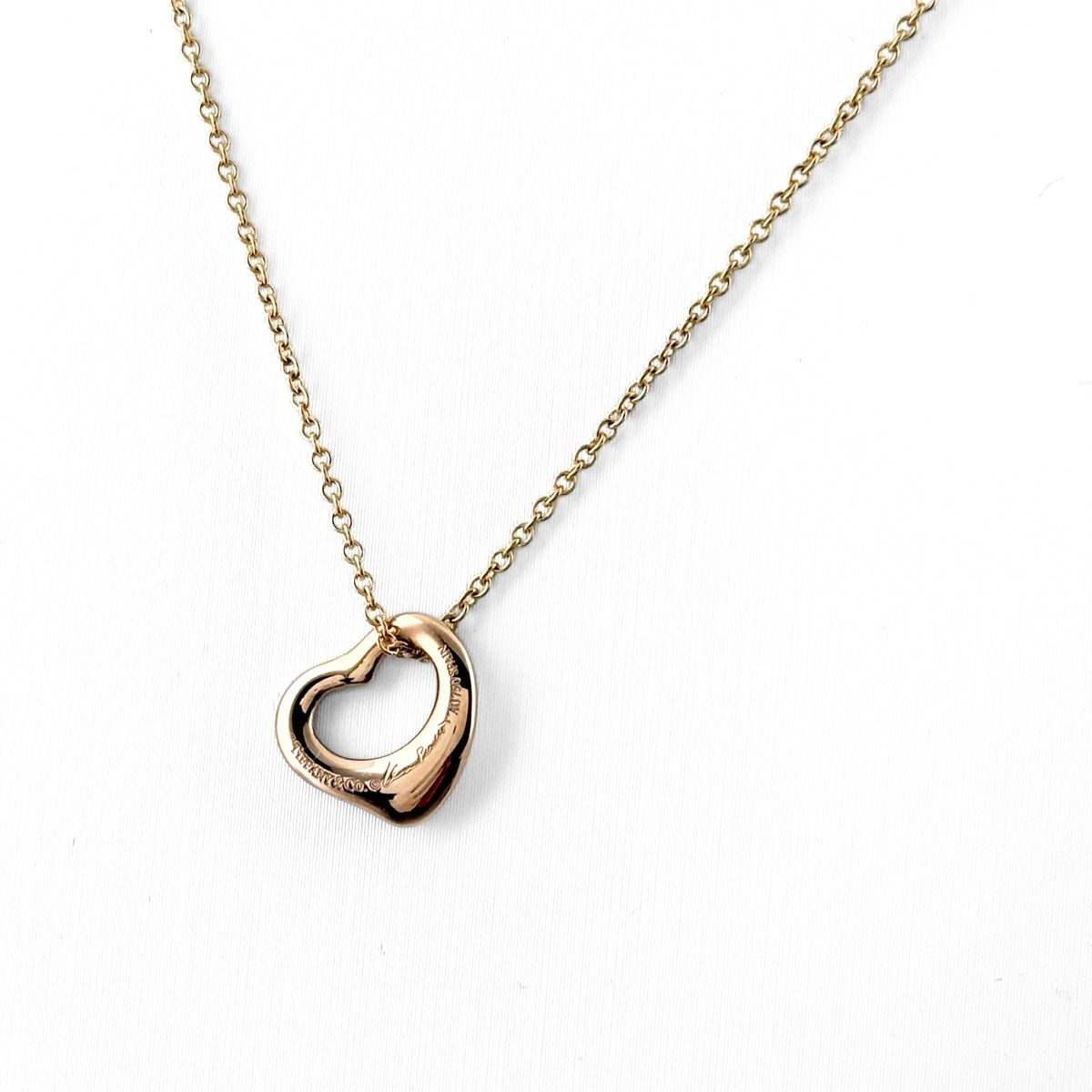 Tiffany & Co Open Heart Necklace PG Pink Gold Pendant — view 2