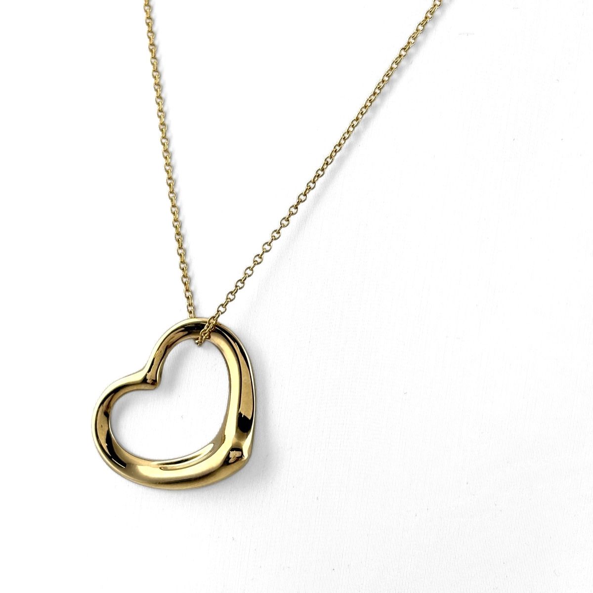 Tiffany & Co Open Heart Necklace YG Yellow Gold Pendant