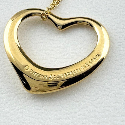 Tiffany & Co Open Heart Necklace YG Yellow Gold Pendant — view 5