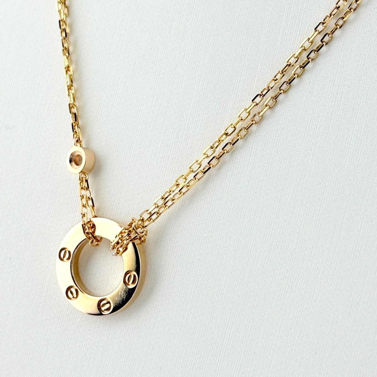 Cartier Love Circle Necklace YG Yellow Gold Pendant Pave Diamond — view 2