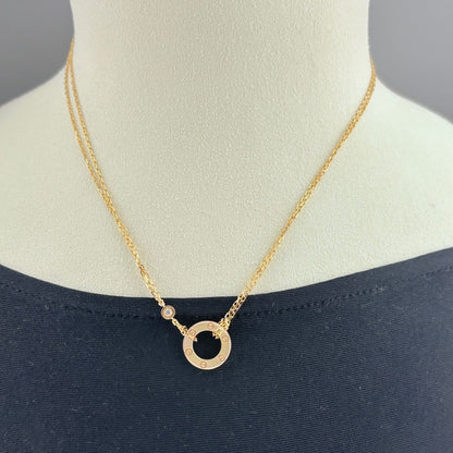Cartier Love Circle Necklace YG Yellow Gold Pendant Pave Diamond — view 3
