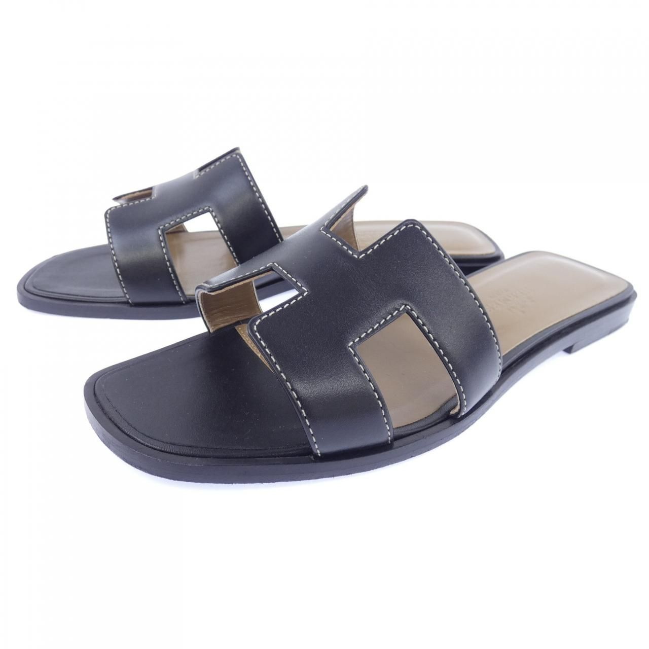 Hermes Oran Sandals Black — view 3