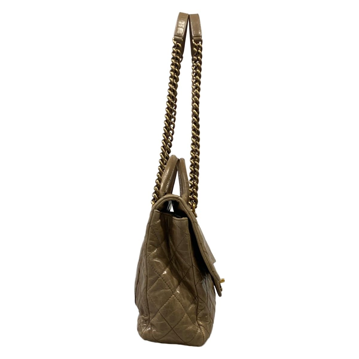 Chanel Shoulder Bag Quilted Beige Vintage Gold 2-Way Flap Chain — view 2