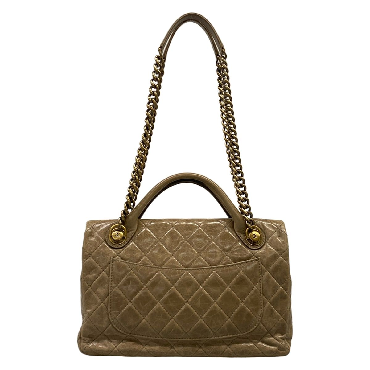 Chanel Shoulder Bag Quilted Beige Vintage Gold 2-Way Flap Chain — view 3