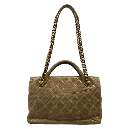 Chanel Shoulder Bag Quilted Beige Vintage Gold 2-Way Flap Chain — view 3