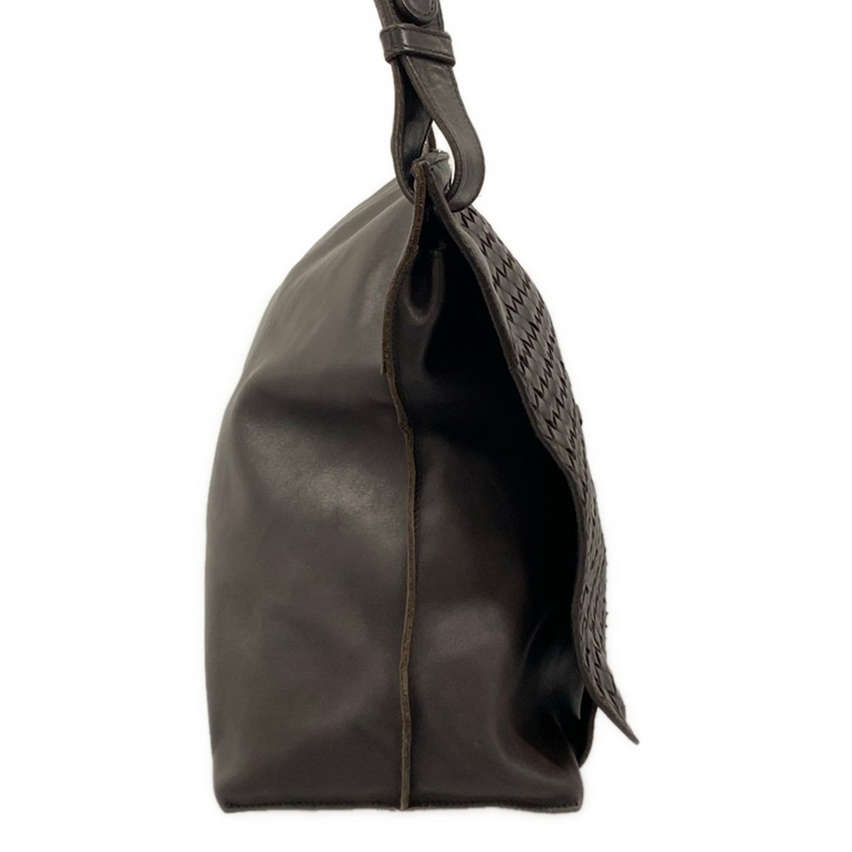 Bottega Veneta Shoulder Bag Intrecciato Dark Brown Leather — view 2