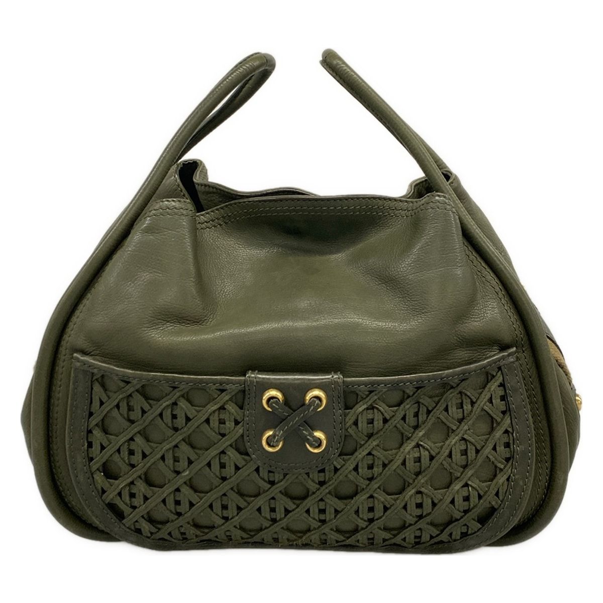 Dior Handbag Khaki Beige Leather