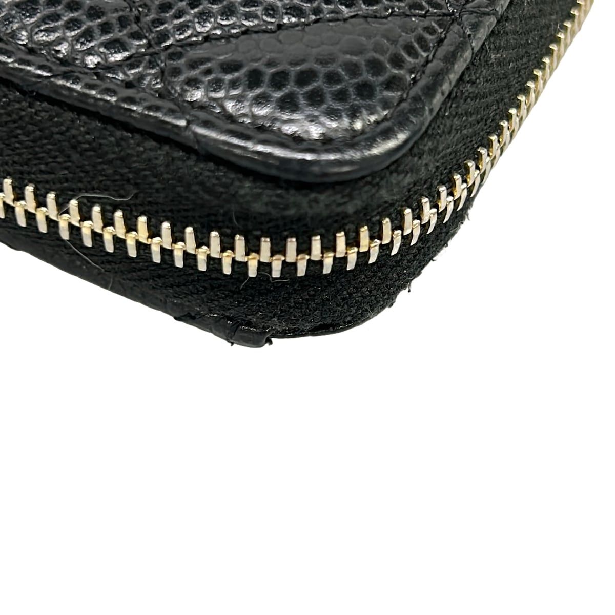 Chanel Coin Case Quilted Black Gold Zip Around — view 5