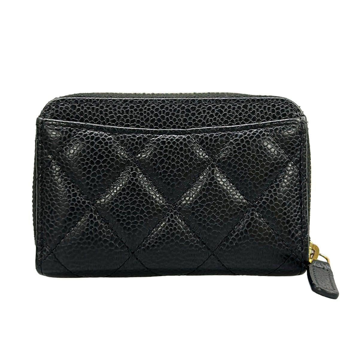 Chanel Coin Case Quilted Black Gold Zip Around — view 2