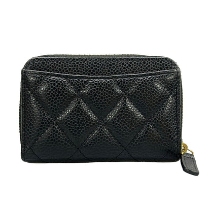 Chanel Coin Case Quilted Black Gold Zip Around — view 2