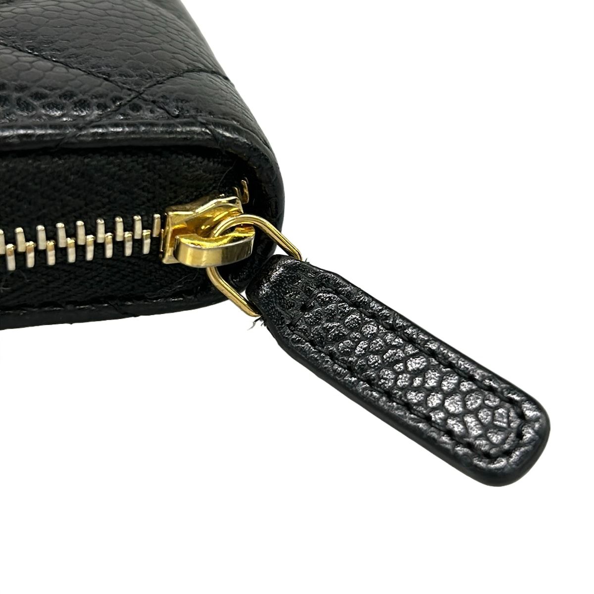 Chanel Coin Case Quilted Black Gold Zip Around — view 9
