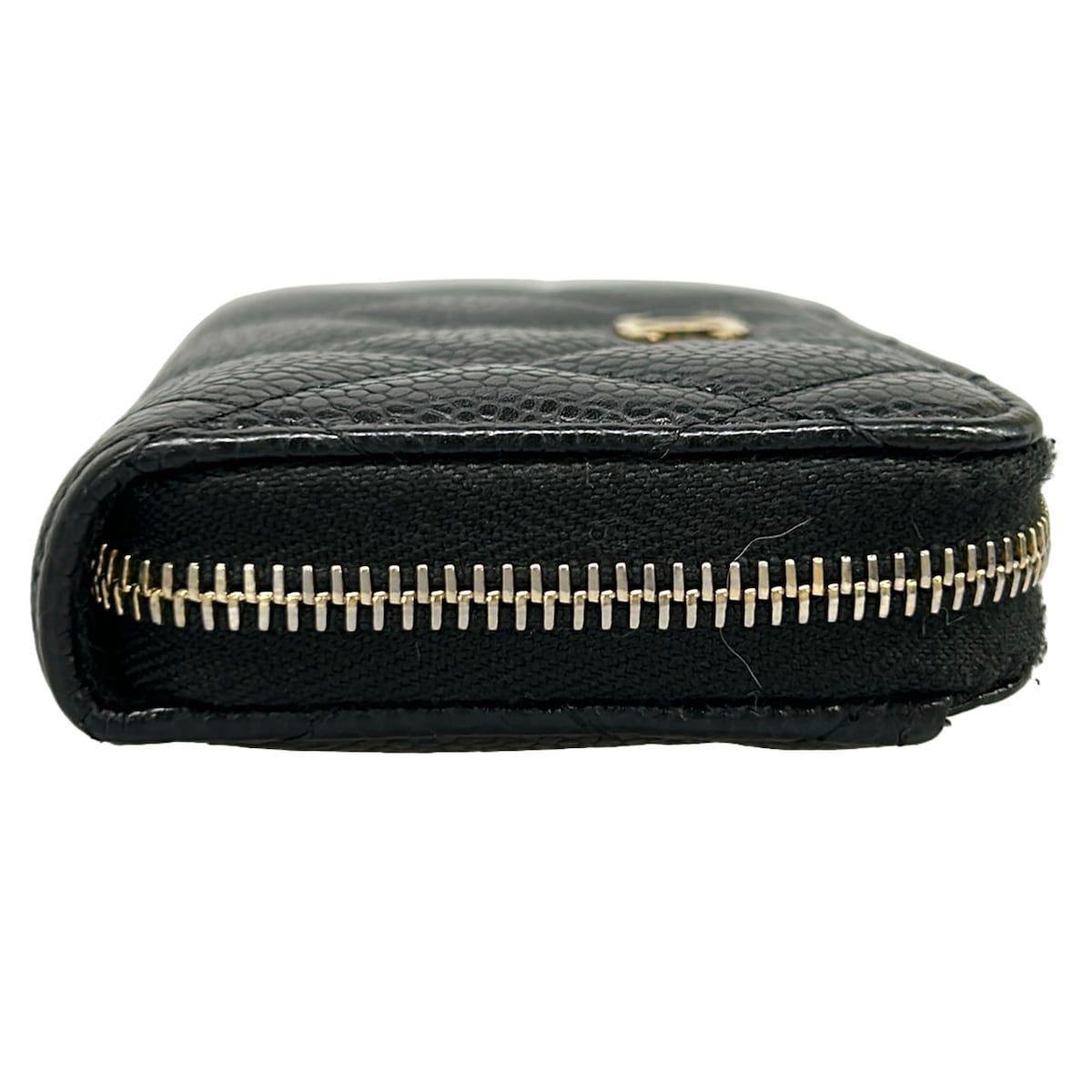 Chanel Coin Case Quilted Black Gold Zip Around — view 8