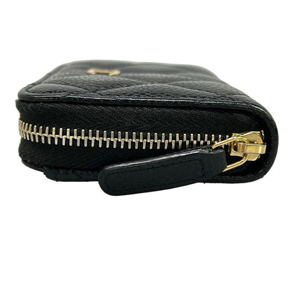 Chanel Coin Case Quilted Black Gold Zip Around — view 7