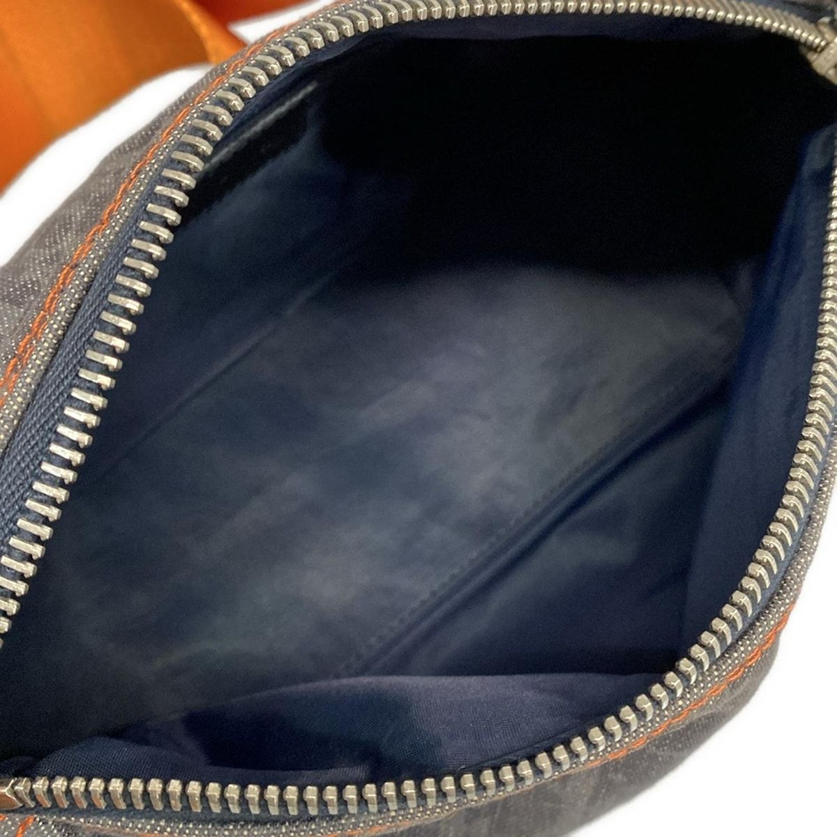Dior Shoulder Bag Flight Trotter Dark Navy Orange Leather — view 7