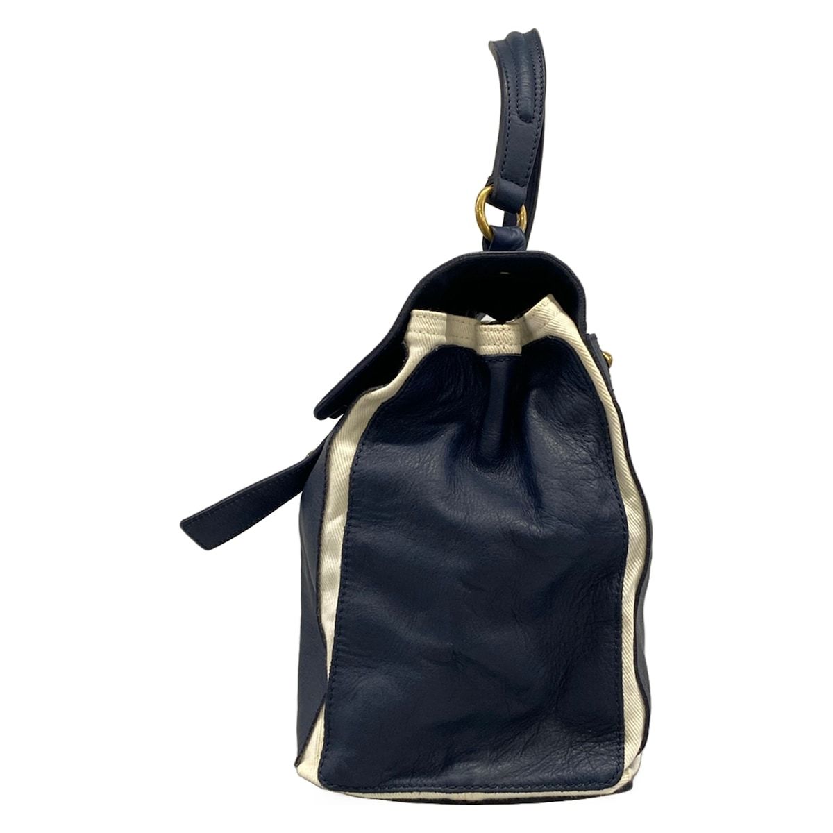 Saint Laurent Yves Handbag Muse to Dark Navy Ivory Leather — view 4