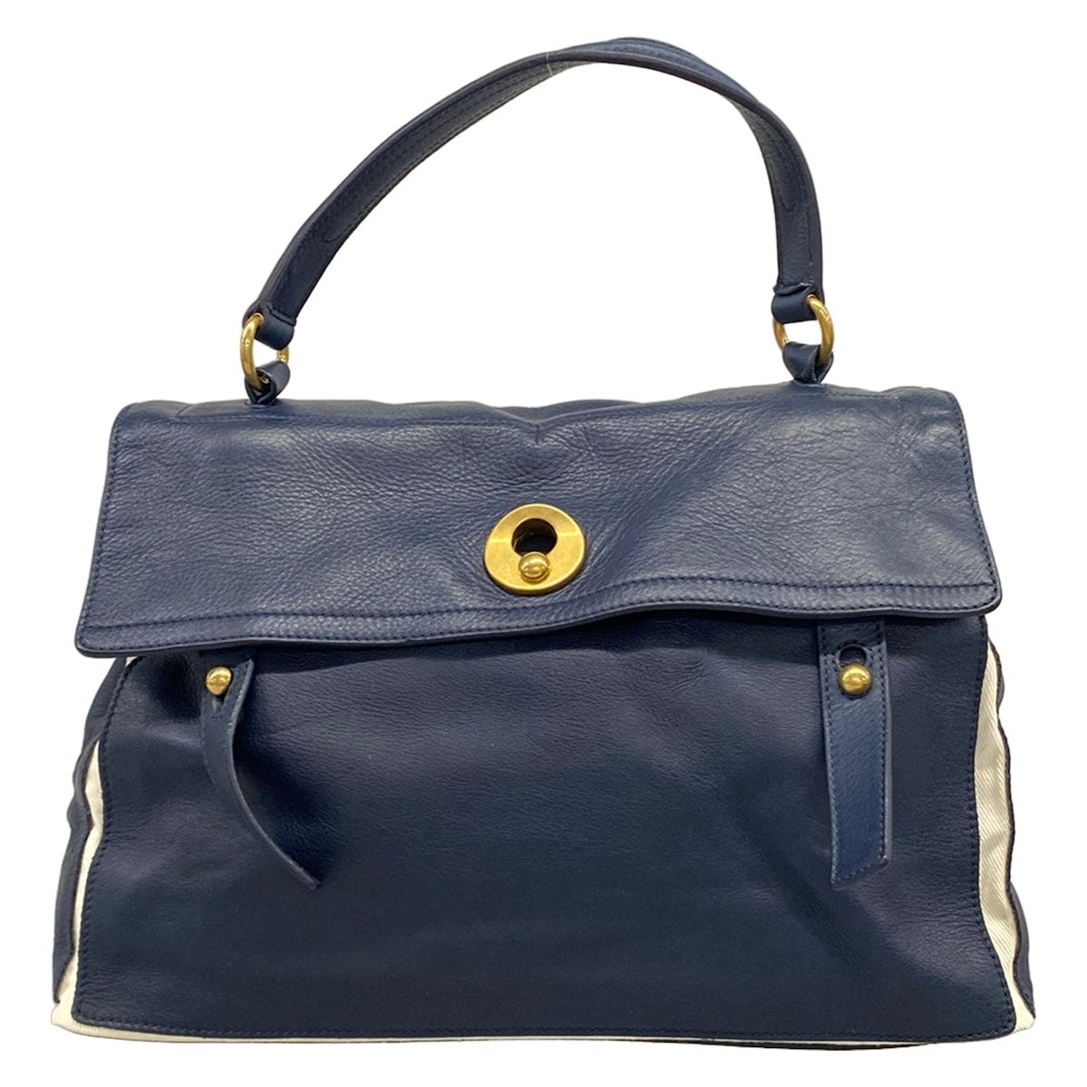 Saint Laurent Yves Handbag Muse to Dark Navy Ivory Leather