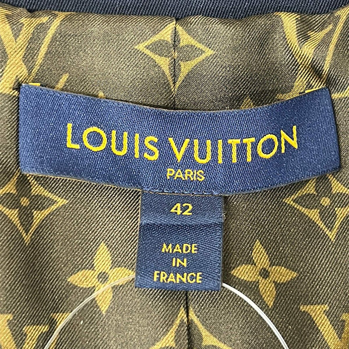 Louis Vuitton Jacket 42 L Dj4 Navy Lining Monogram Pattern Patch Long Sleeve — view 3