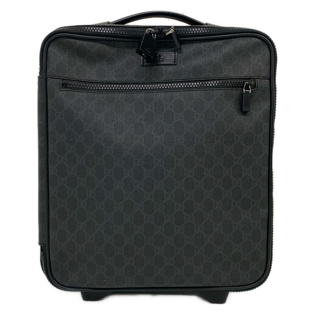 Gucci Travel Bag GG Supreme Black Dark Gray Leather