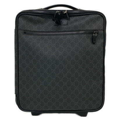 Gucci Travel Bag GG Supreme Black Dark Gray Leather