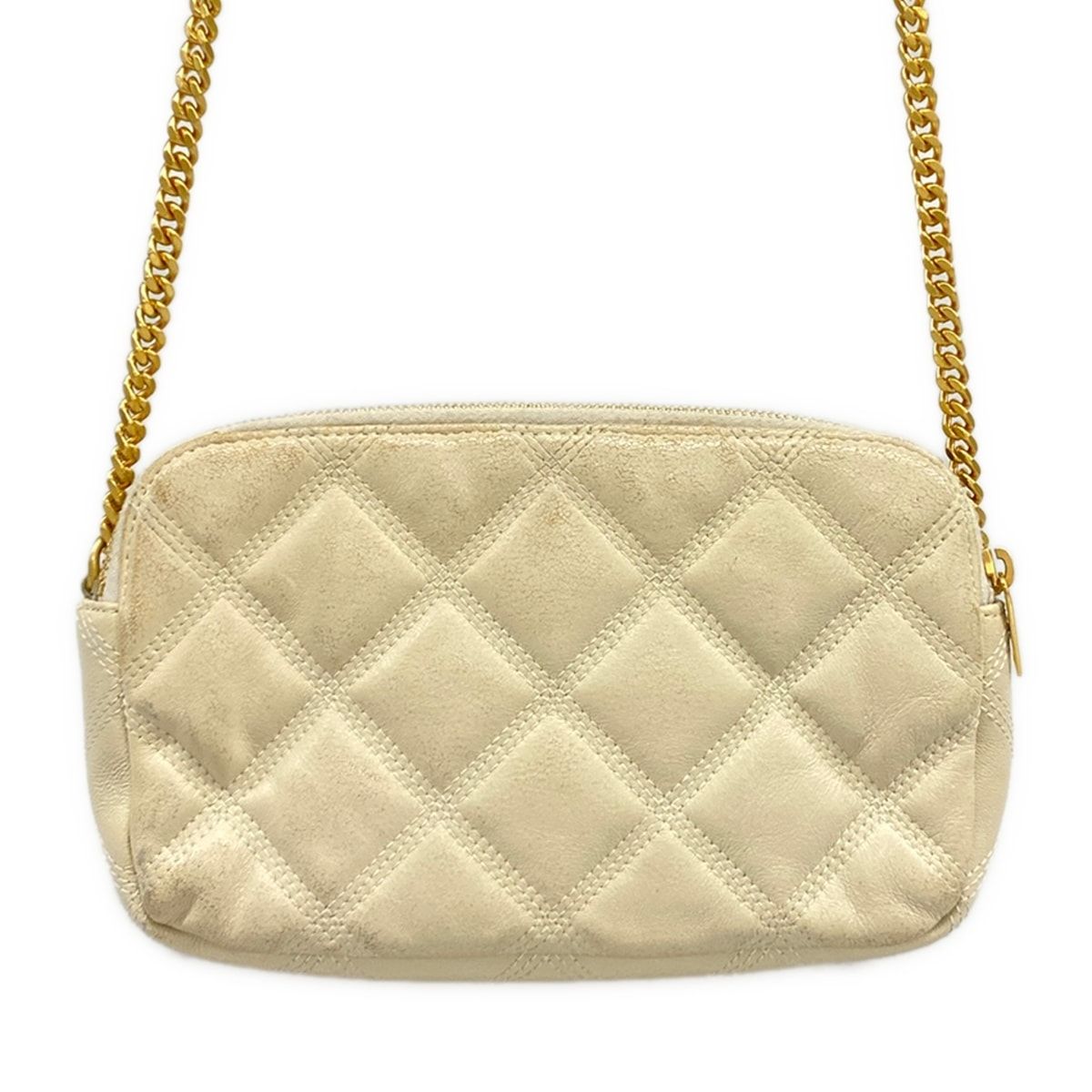 Saint Laurent Paris Shoulder Bag Beige Chain Quilted Leather — view 3
