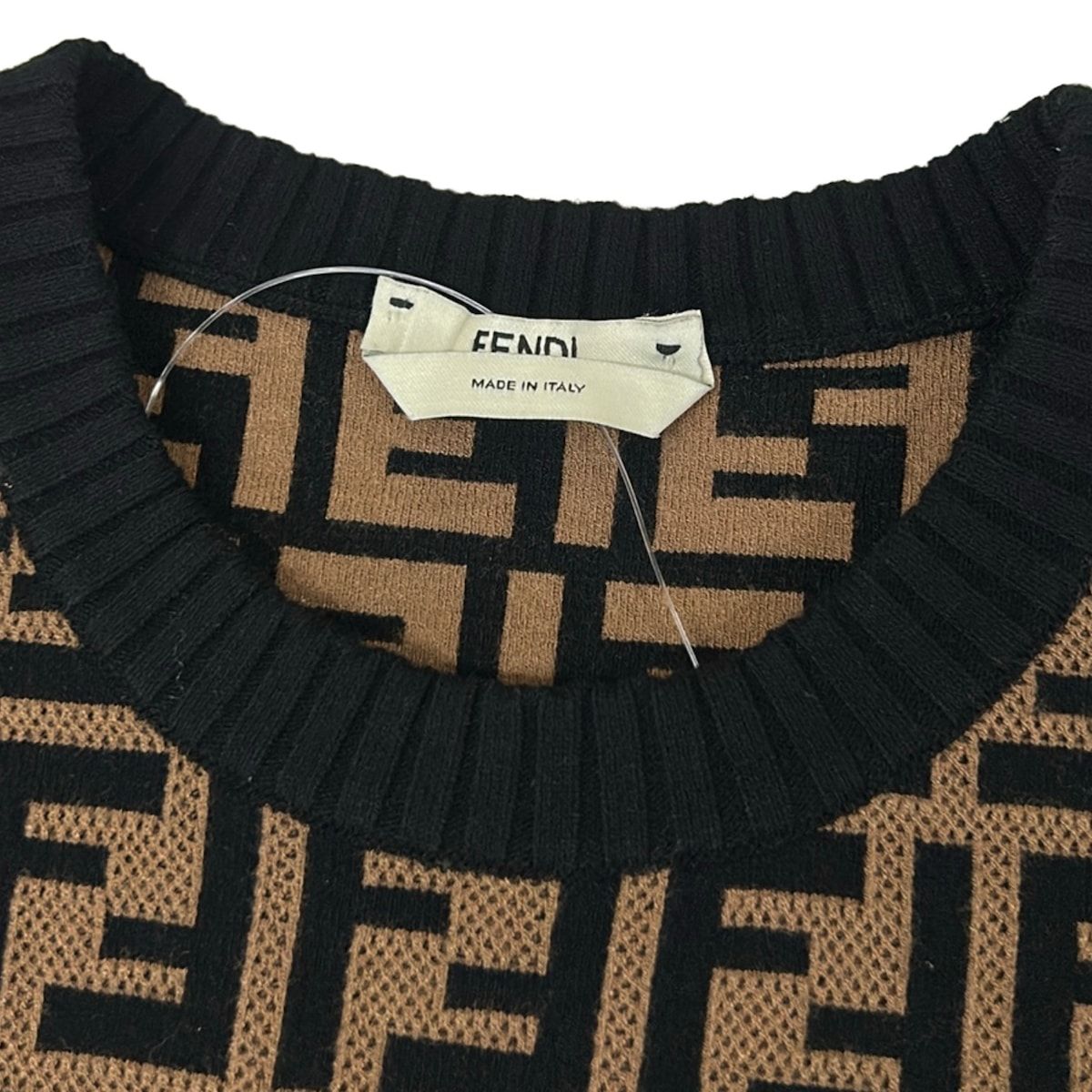 Fendi Dress 38 S Black Brown Zucca Pattern Ribbon Knit — view 8