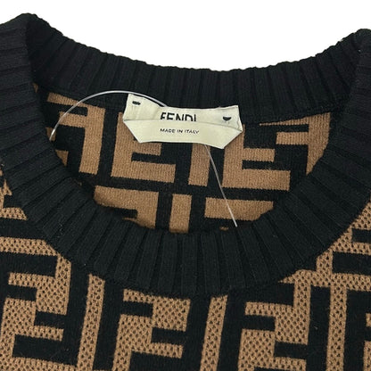 Fendi Dress 38 S Black Brown Zucca Pattern Ribbon Knit — view 8