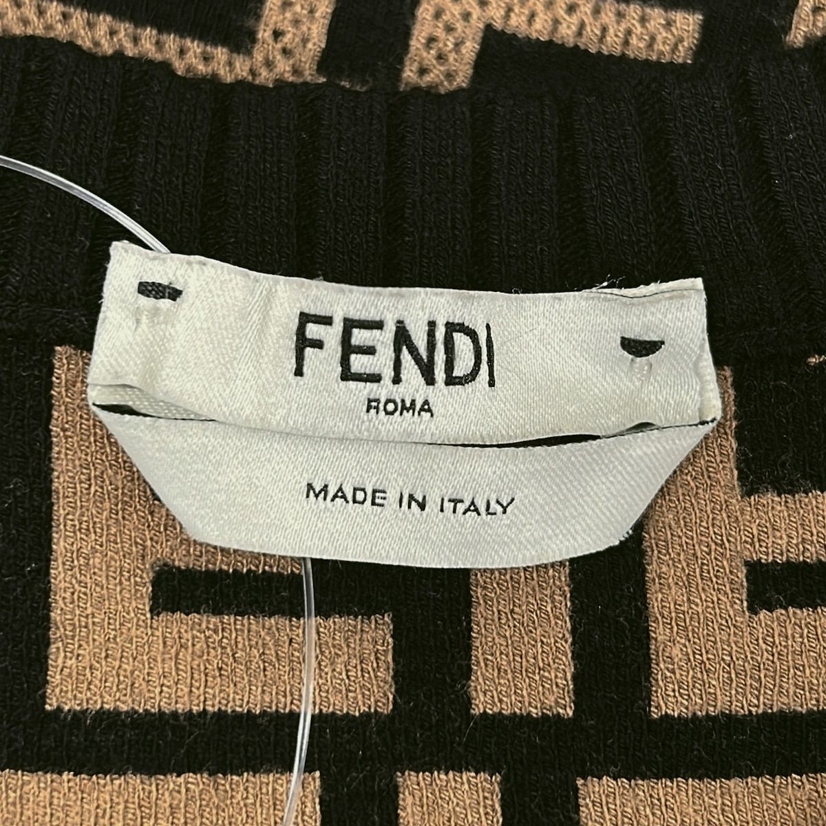 Fendi Dress 38 S Black Brown Zucca Pattern Ribbon Knit — view 3