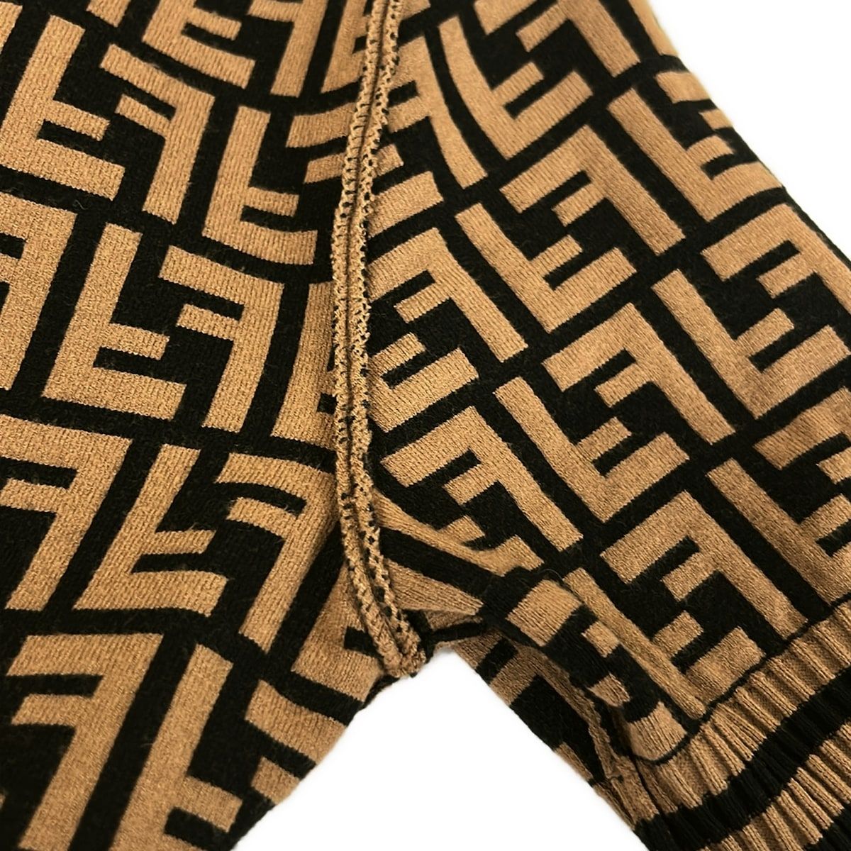 Fendi Dress 38 S Black Brown Zucca Pattern Ribbon Knit — view 9